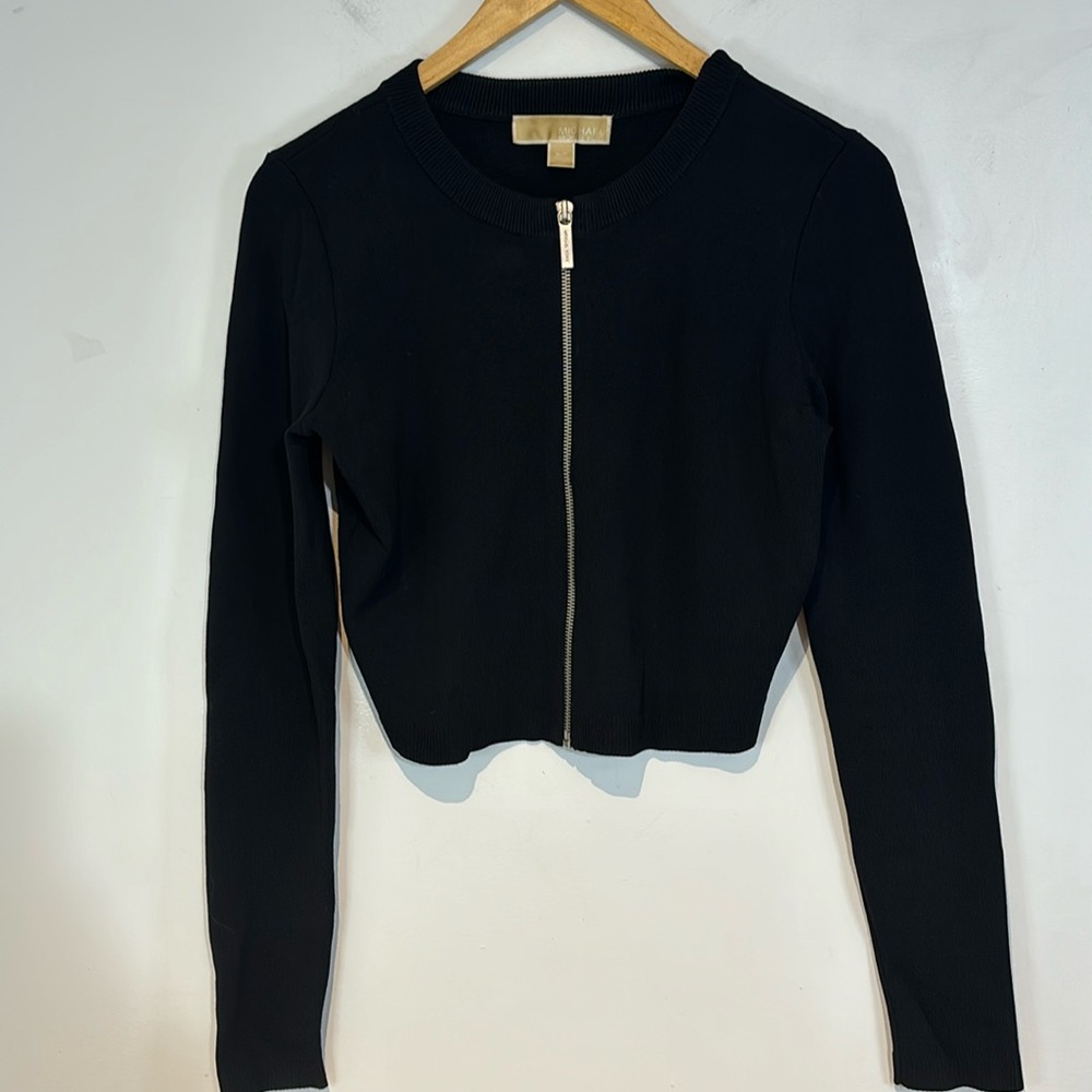 Michael Kors Black Zip-Up Cardigan